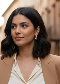 18K GOLD PLATED OVAL HOOP EARRING