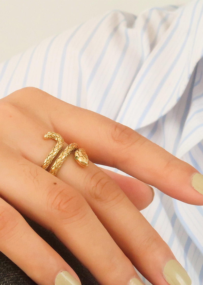 18K GOLD PLATED SERPENT RING