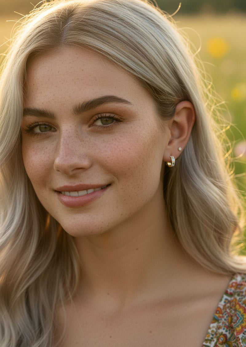 925 STERLING SILVER WITH GOLD PLATING TULIP HUGGIES