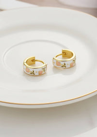 925 STERLING SILVER WITH GOLD PLATING TULIP HUGGIES