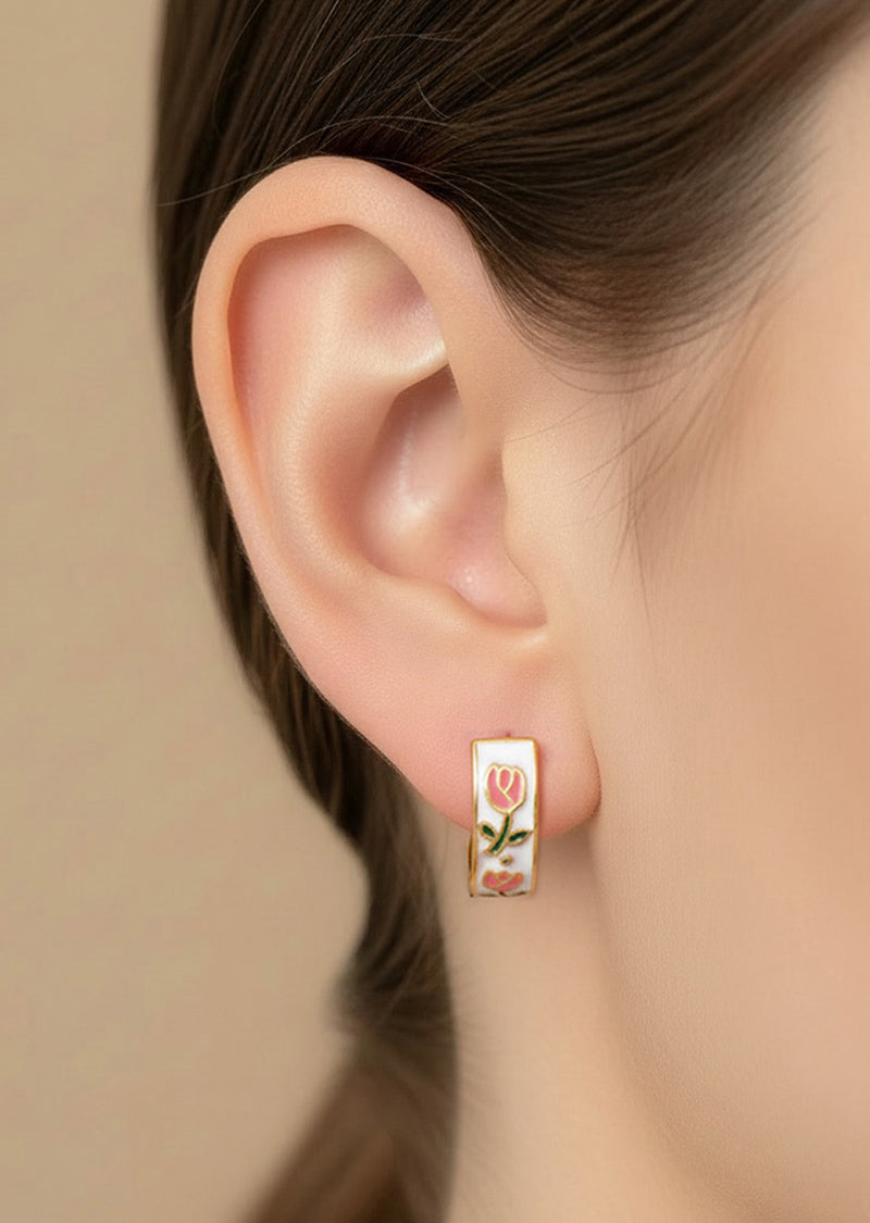 925 STERLING SILVER WITH GOLD PLATING TULIP HUGGIES