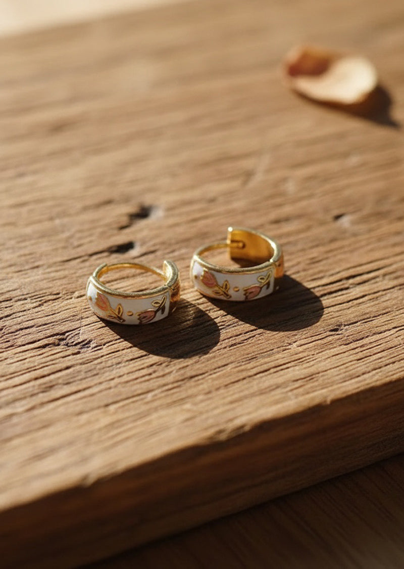 925 STERLING SILVER WITH GOLD PLATING TULIP HUGGIES