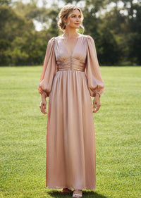 EMILY SILKY LONG DRESS - PROM, MOTHER OF BRIDE, FORMAL EVENT GUEST DRESS
