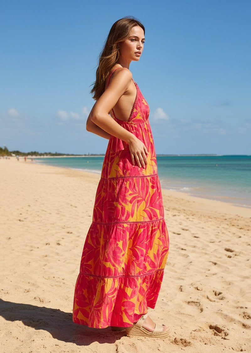 HOT PINK TROPICAL DRESS