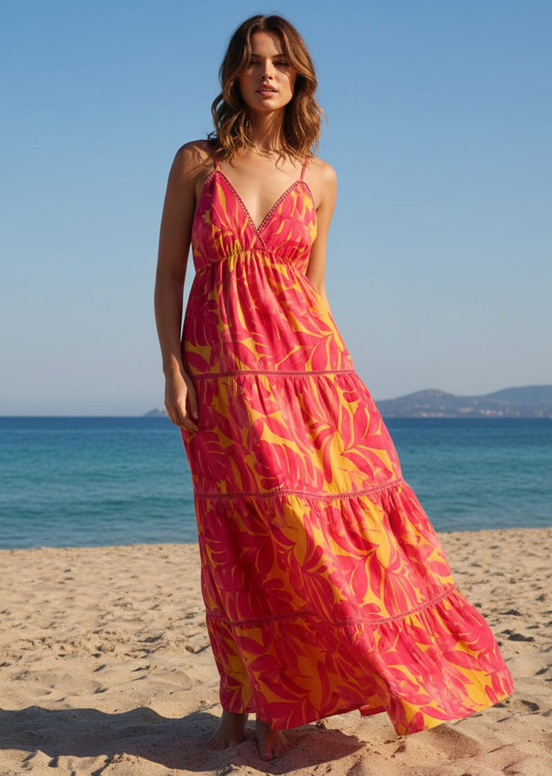 HOT PINK TROPICAL DRESS