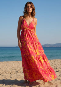 HOT PINK TROPICAL DRESS