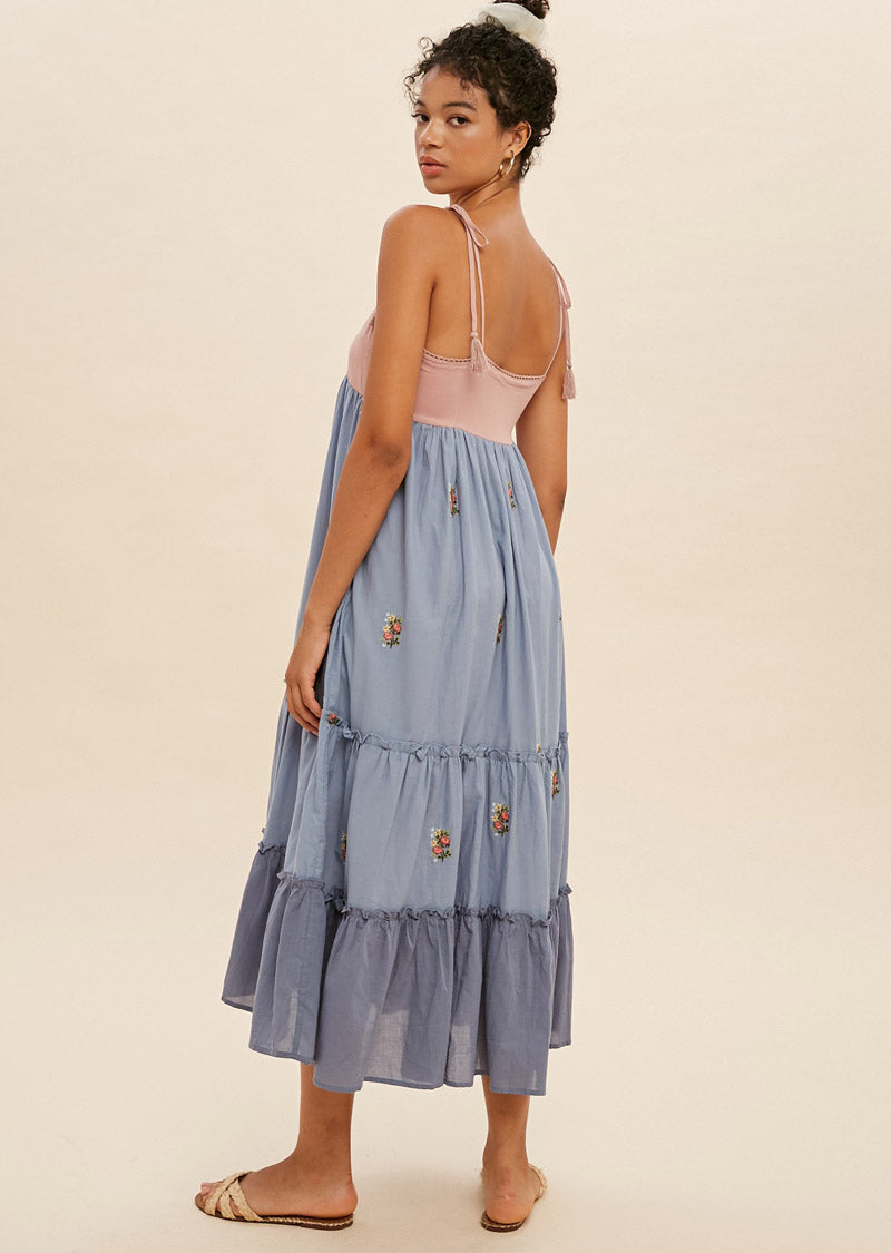 VIVIAN COLOR BLOCK DRESS Denim / Small VIVIAN COLOR BLOCK DRESS Denim / Small