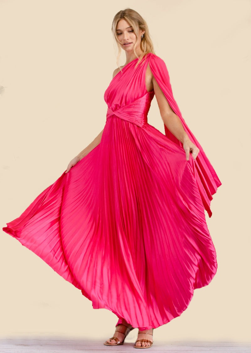 ROSA PLEATED SILKY DRESS