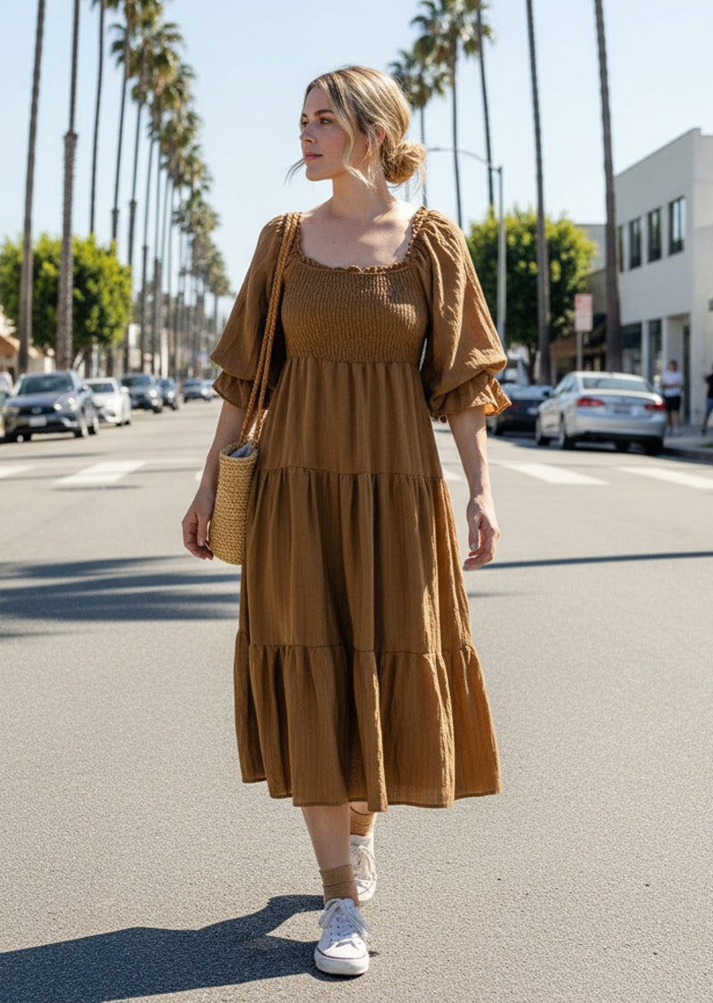 SHANNON PUFFED SLEEVES DRESS