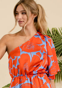 CARLY ONE SHOULDER POPPY DRESS