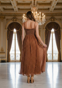 EMBROIDERED FLOWER MAXI DRESS - ELEGANT AND SEXY PROM DRESS, PARTY GUEST DRESS