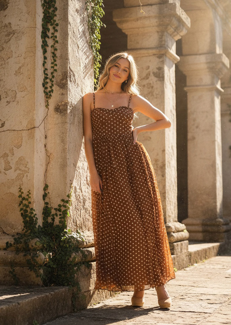 EMBROIDERED FLOWER MAXI DRESS