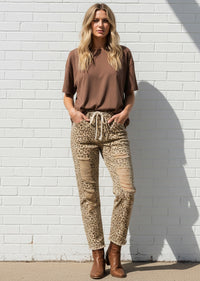 NATASHA LEOPARD RIPPED PANTS