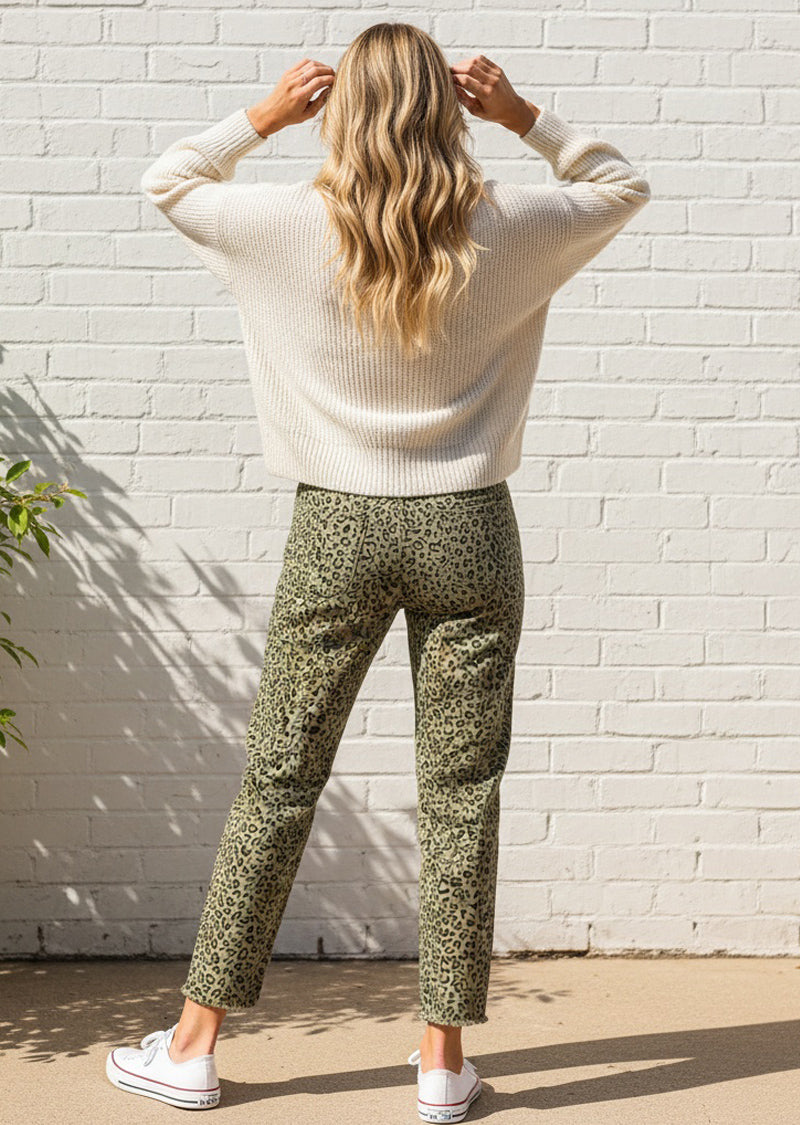 NATASHA LEOPARD RIPPED PANTS