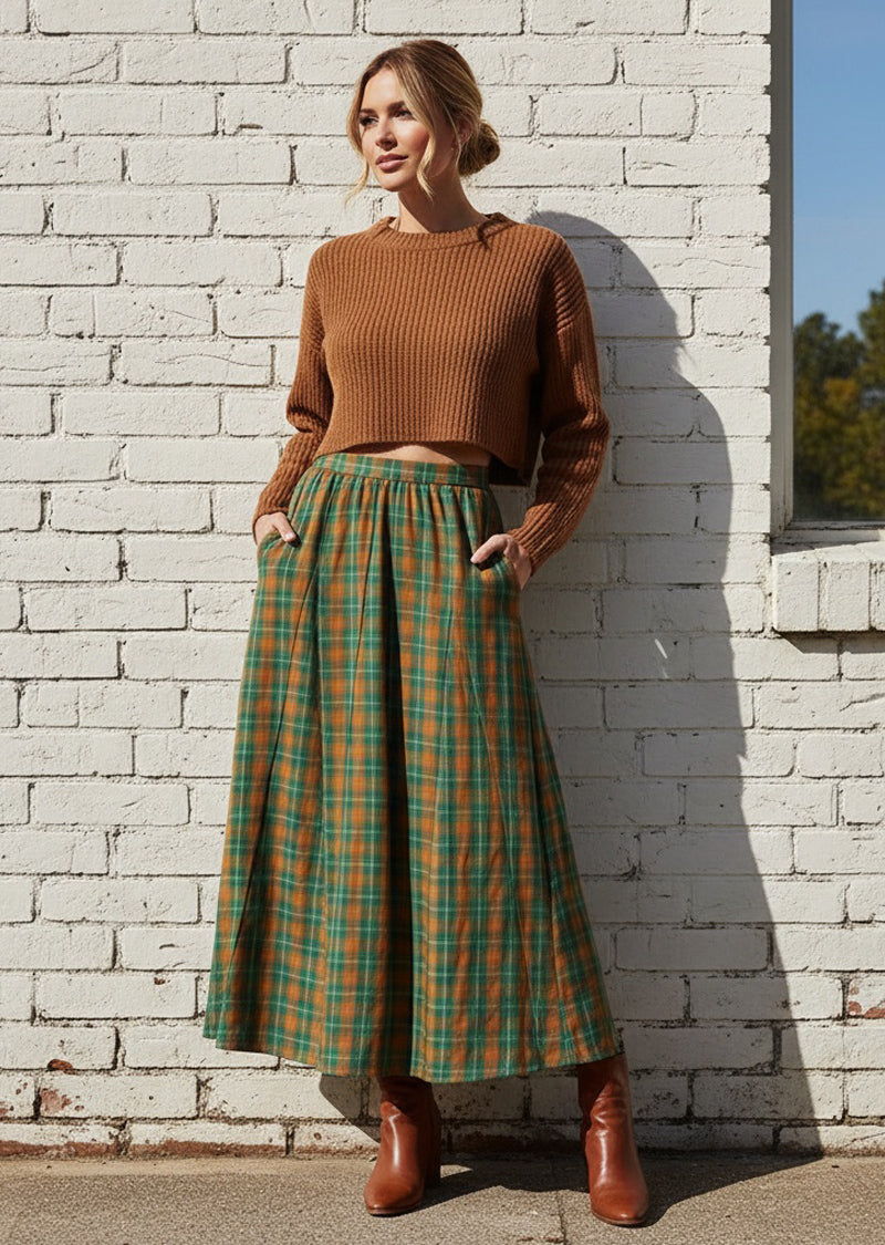 JEMMA PLAID LONG SKIRT