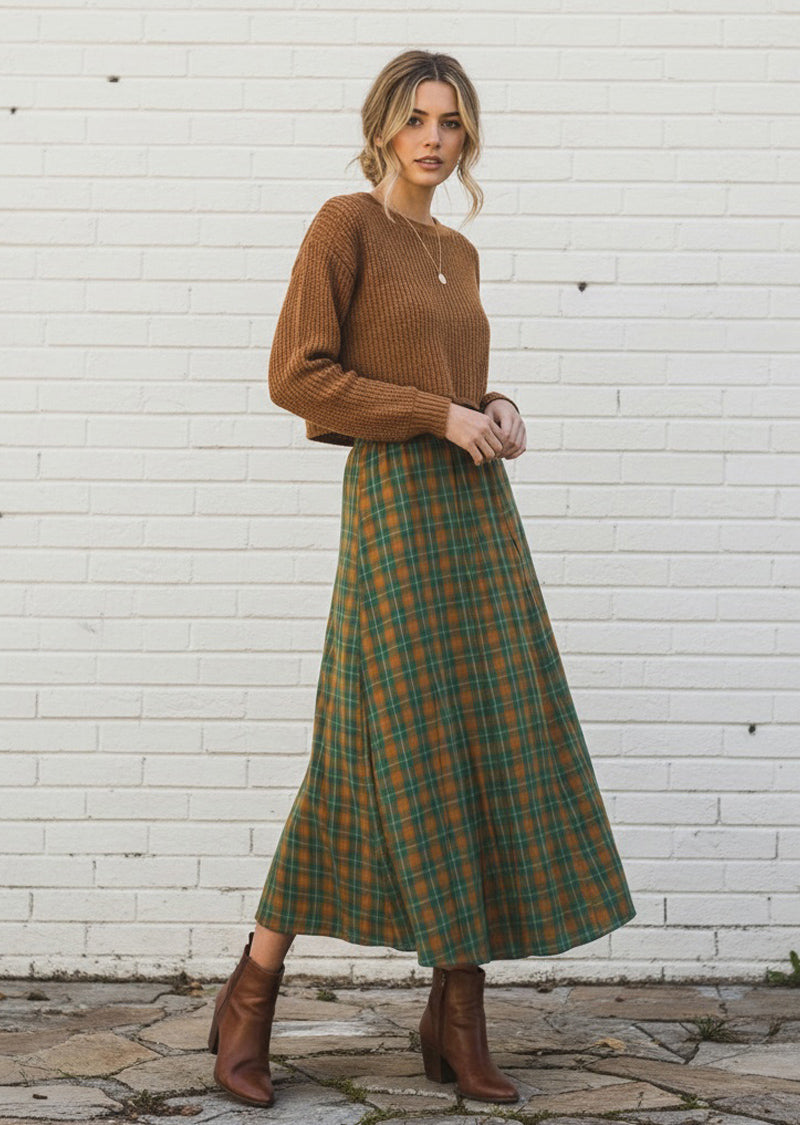 JEMMA PLAID LONG SKIRT
