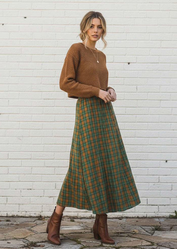 JEMMA PLAID LONG SKIRT