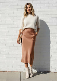 STELLA SATIN MIDI SKIRT
