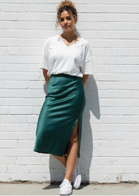 STELLA SATIN MIDI SKIRT