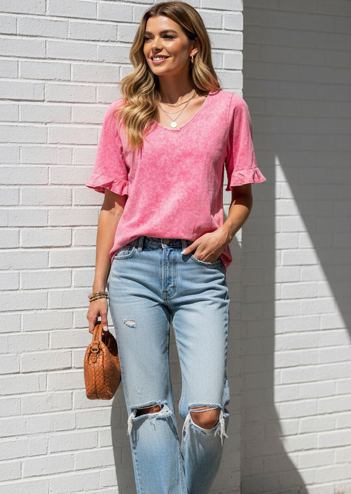 ESTELLE WASHED BELL SLEEVE TOP