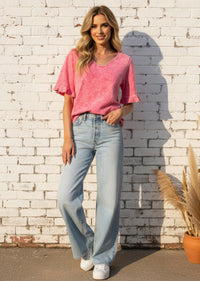 ESTELLE WASHED BELL SLEEVE TOP