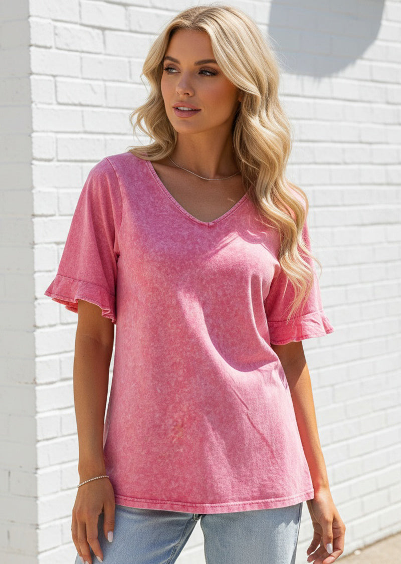 ESTELLE WASHED BELL SLEEVE TOP