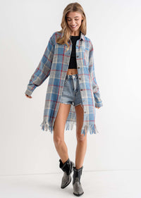 OLIVIA FRAYED PLAID BUTTONDOWN