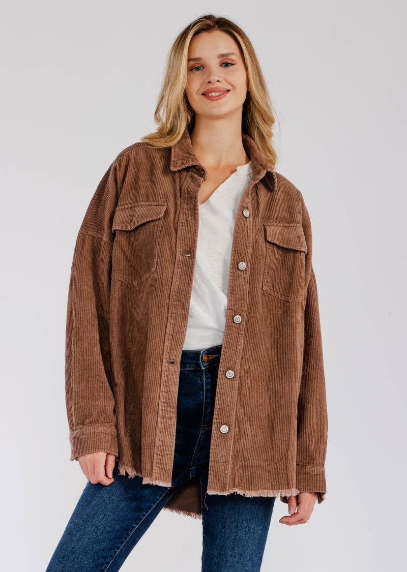 TORI EMBROIDERED CORDUROY SHACKET