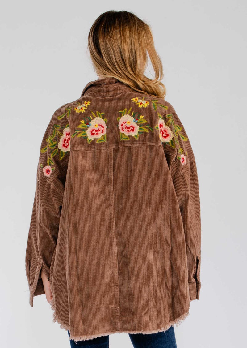 TORI EMBROIDERED CORDUROY SHACKET