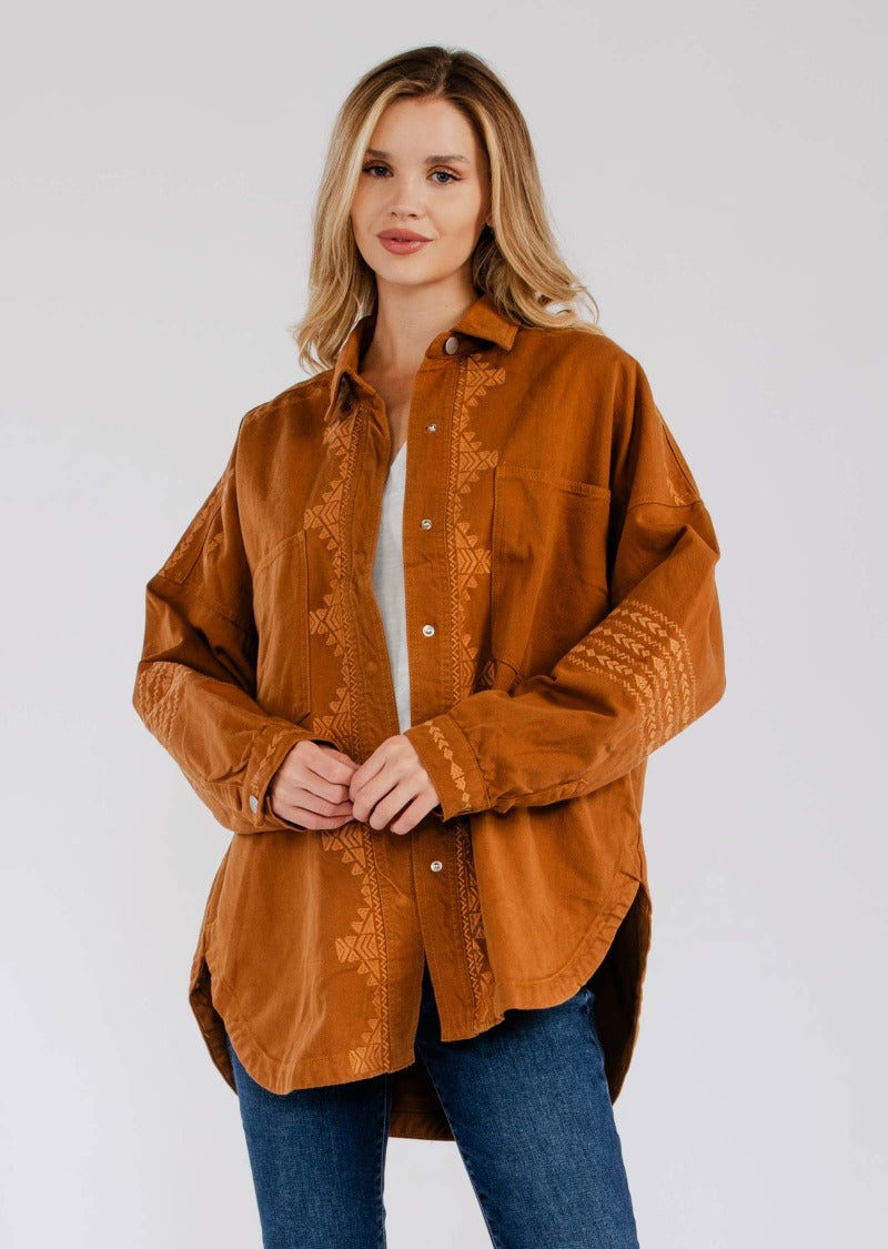 CORTNEY EMBROIDERED WESTERN SHACKET