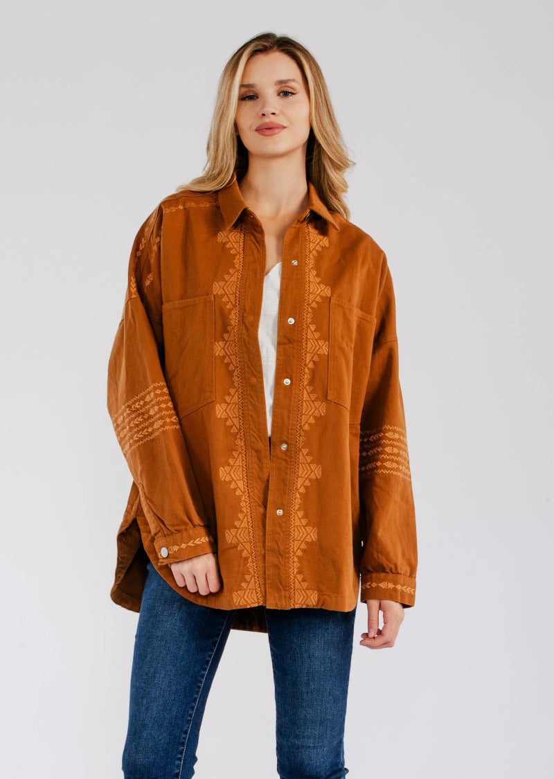 CORTNEY EMBROIDERED WESTERN SHACKET