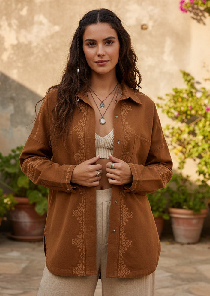 CORTNEY EMBROIDERED WESTERN SHACKET