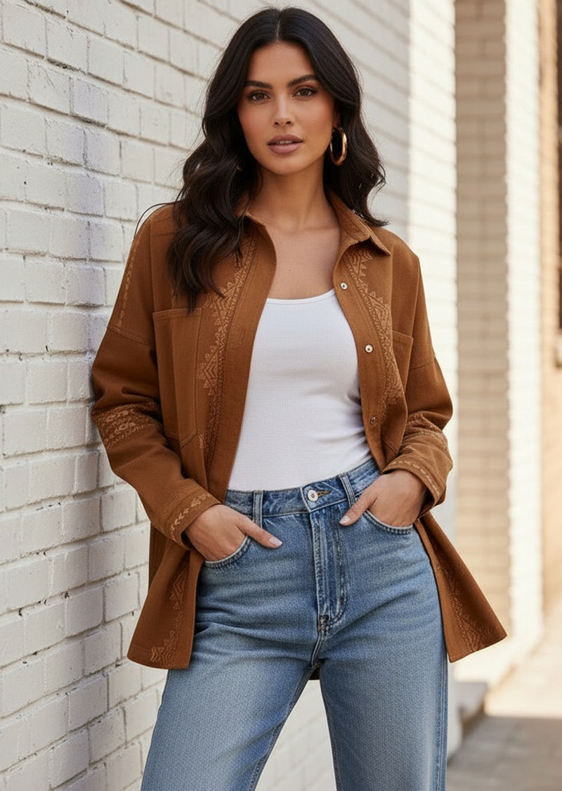 CORTNEY EMBROIDERED WESTERN SHACKET