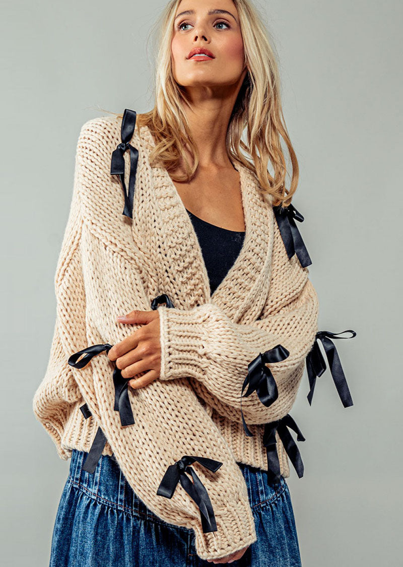 STEPHANI CROCHET BOW CARDIGAN