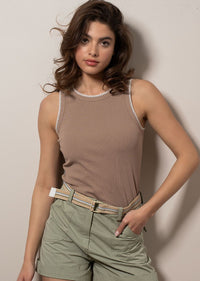 MORGAN BOHEMIAN RIBBED TANK TOP