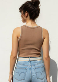 MORGAN BOHEMIAN RIBBED TANK TOP