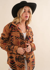 MAEVE AZTEC BUTTON UP SHACKET