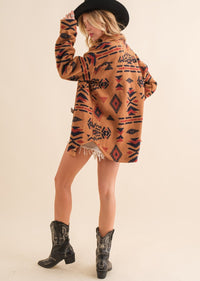 MAEVE AZTEC BUTTON UP SHACKET