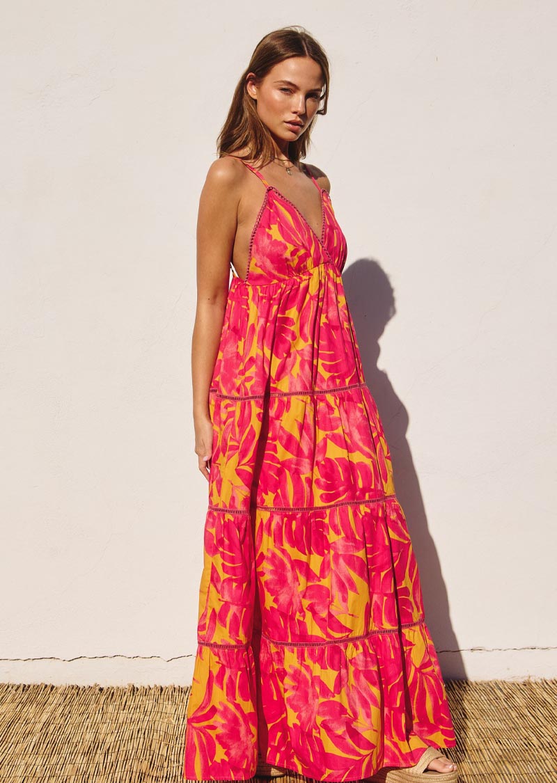 HOT PINK TROPICAL DRESS