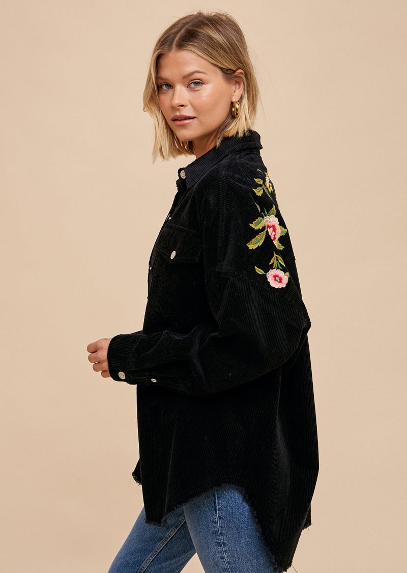 TORI EMBROIDERED CORDUROY SHACKET