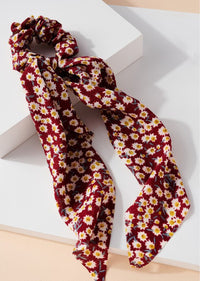 LEAH FLORAL SCARF PONY HAIR TIE