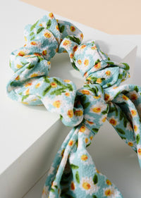 LEAH FLORAL SCARF PONY HAIR TIE