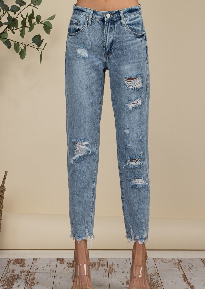 TRACY DISTRESSED DENIM PANTS