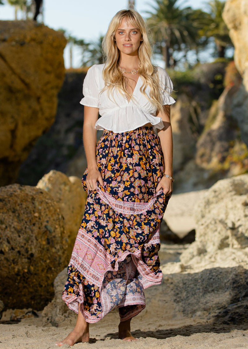 SUSANNA EGYPTIAN FLOWER MAXI SKIRT