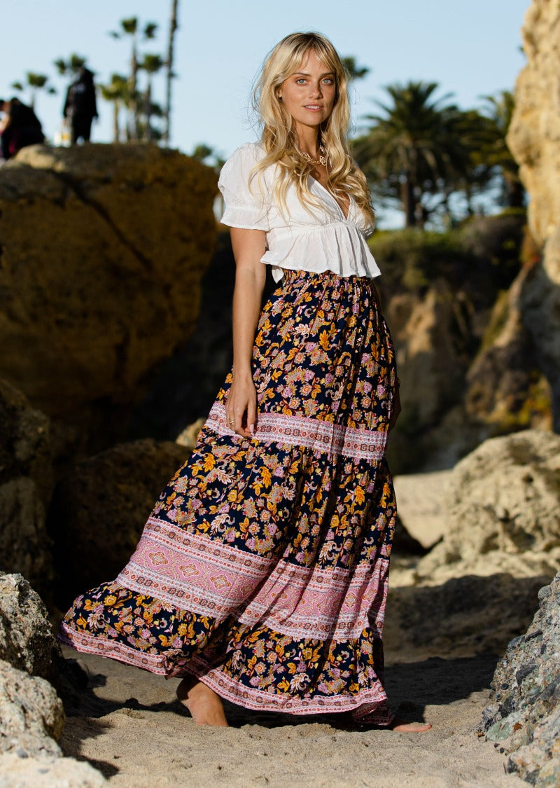 SUSANNA EGYPTIAN FLOWER MAXI SKIRT