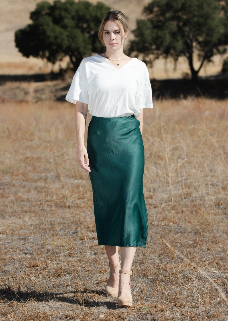 STELLA SATIN MIDI SKIRT