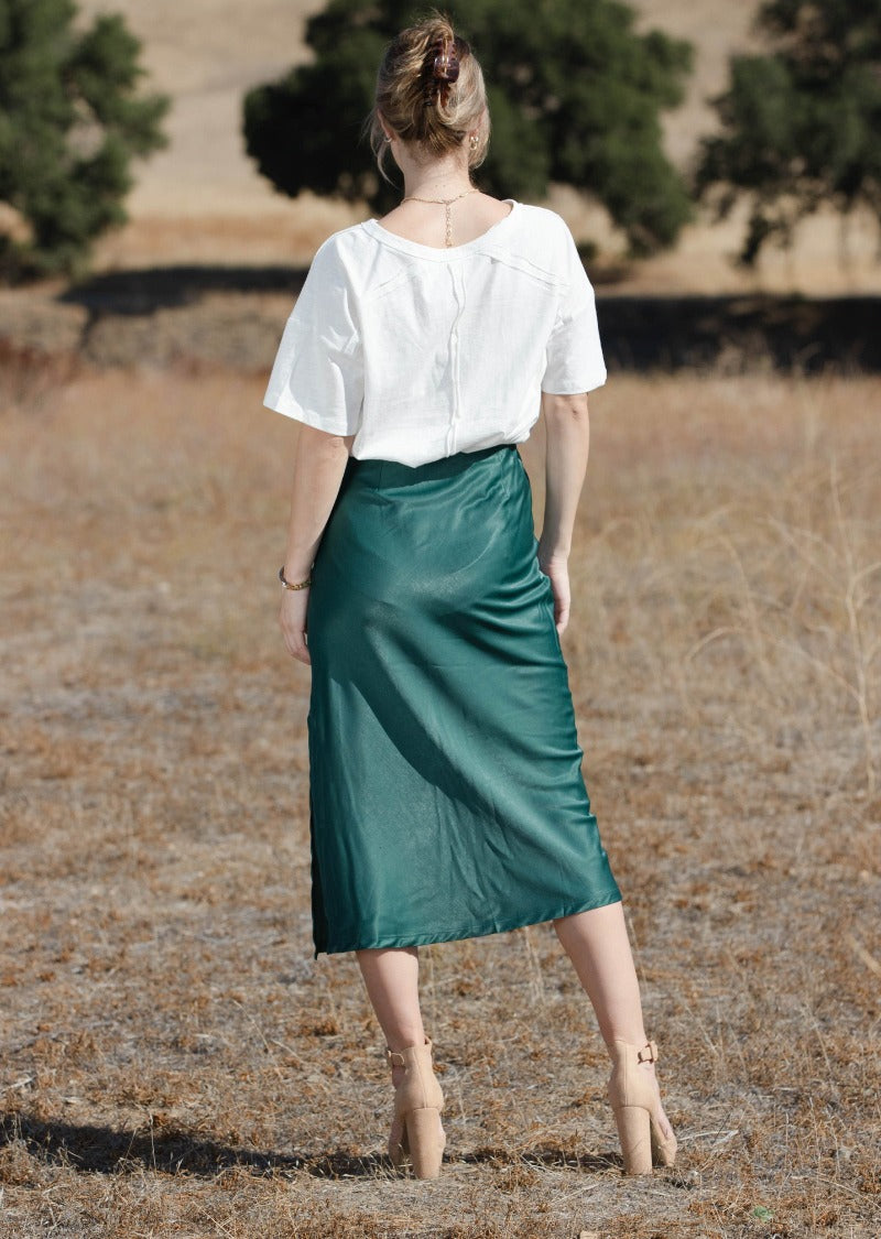 STELLA SATIN MIDI SKIRT