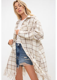 OLIVIA FRAYED PLAID BUTTONDOWN