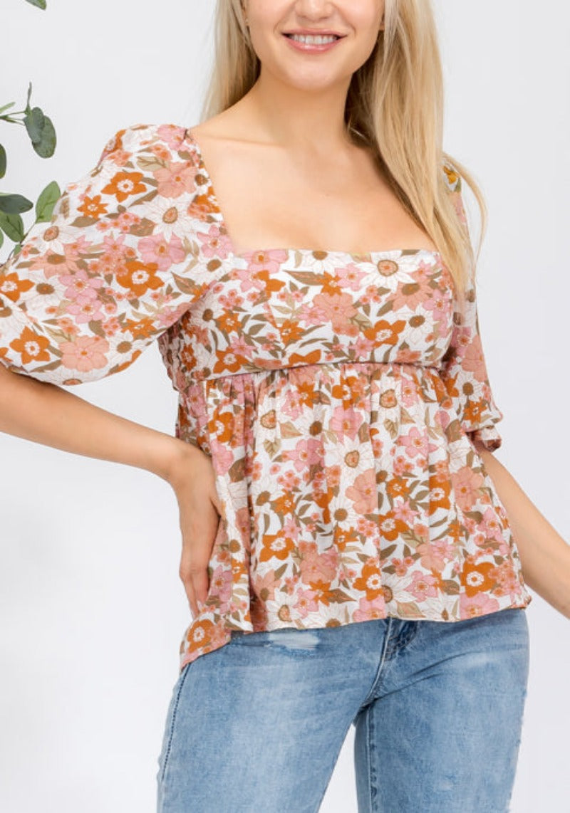 BELLA FLORAL BABYDOLL TOP