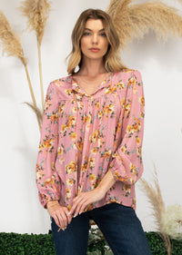 CHRISTY PINK FLORAL BABY DOLL TOP